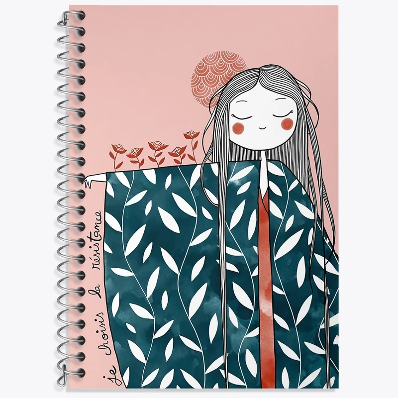 دفتر زبان 50 برگ خندالو مدل دو خط طرح دخترانه کد N2783