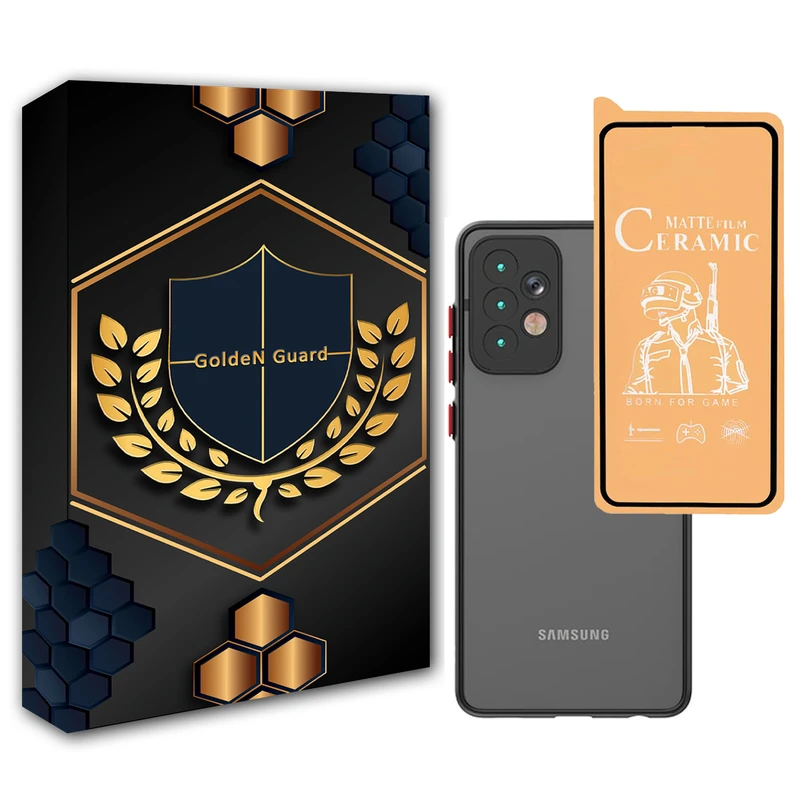 کاور گلدن گارد مدل هیبریدی پشت مات کد RS_22 مناسب برای گوشی موبایل سامسونگ Galaxy A52/A52S به همراه محافظ صفحه نمایش سرامیک مات