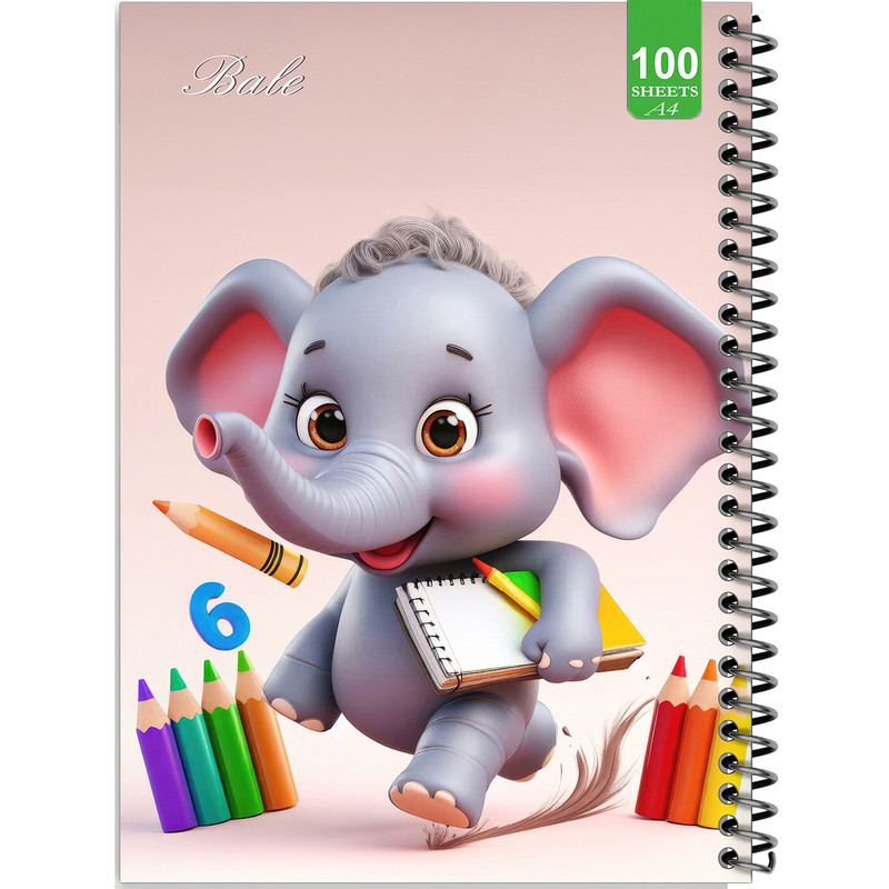 دفتر نقاشی 100 برگ بله مدل رحلی طرح فانتزی فیل کوچولوی هنرمند کد A4-N208