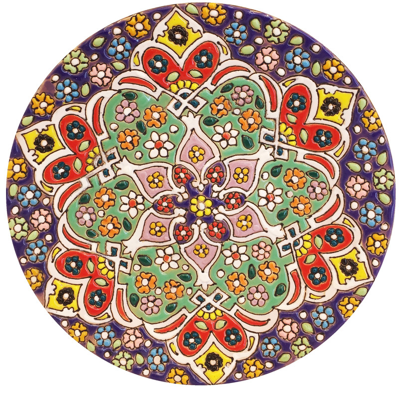 بشقاب میناکاری سفالی زمانیان کد ZMN15028