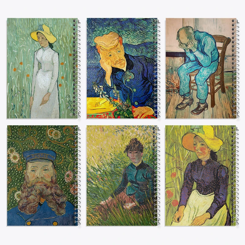 دفتر مشق 100 برگ خندالو طرح نقاشی ونسان ونگوگ کد 489 مجموعه 6 عددی