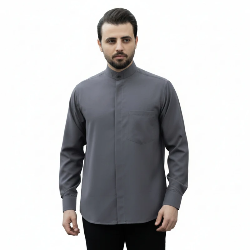 پیراهن آستین بلند یقه دیپلمات مردانه کد 220