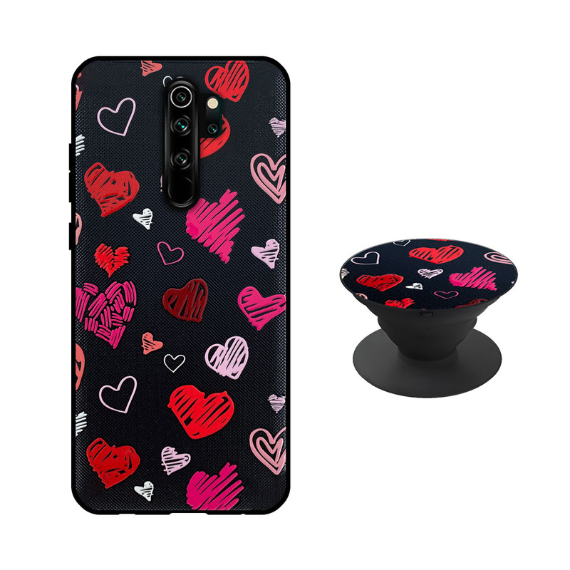 کاور دکین مدل Rikki طرح R- Heart مناسب برای گوشی موبایل شیائومی Redmi Note 8 Pro به همراه پایه نگهدارنده