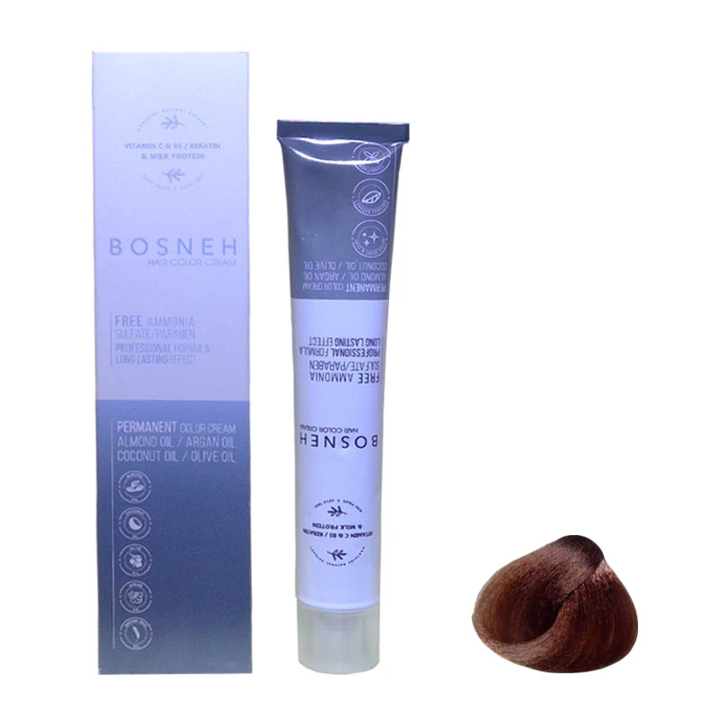 رنگ مو بوسنه مدل FREE AMMONIA شماره 8.27 حجم 100 میلی لیتر رنگ بلوند قهوه ماکائی روشن