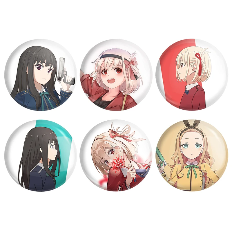 مگنت خندالو طرح انیمه لیکوریس ریکویل Lycoris Recoil کد 1425A مجموعه 6 عددی