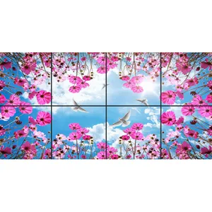 تایل سقفی آسمان مجازی طرح گل های وحشی کد 0900 سایز 60x60 سانتی متر مجموعه 8 عددی