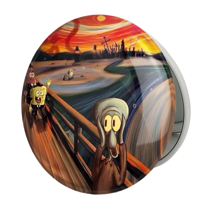 آینه جیبی خندالو طرح تابلوی جیغ باب اسفنجی مدل تاشو کد 2404 