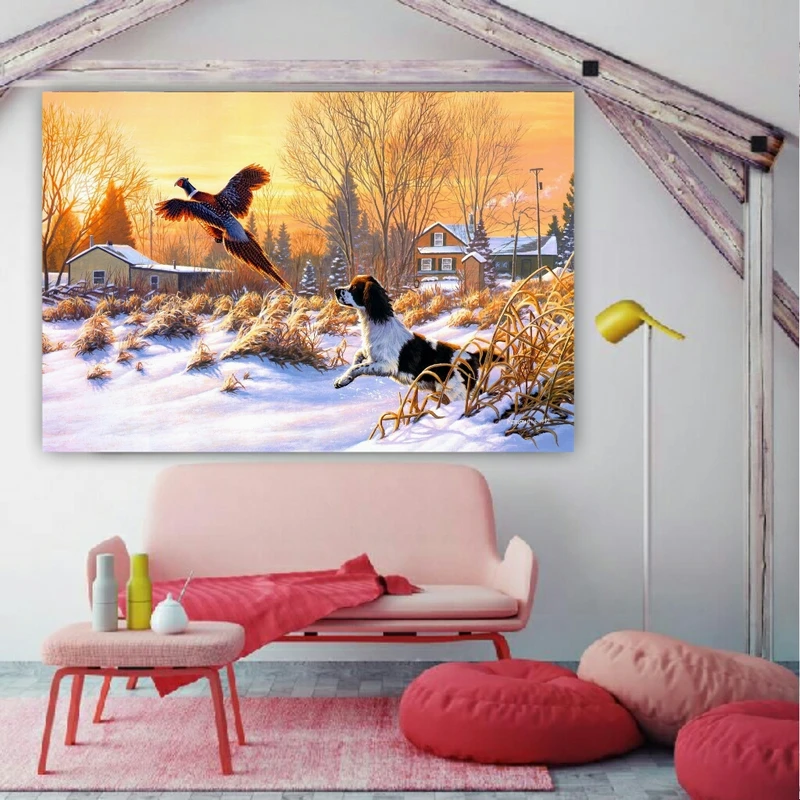 تابلو بوم مدل سگ و پرنده کد AR9430