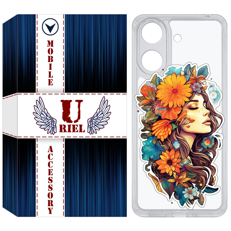 کاور یوریل مدل Clear کد 52 طرح دختر مناسب برای گوشی موبایل شیائومی Redmi 13C / Poco C65