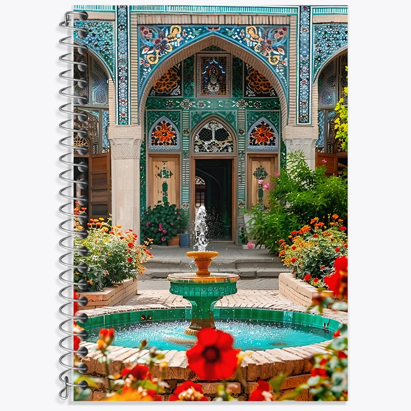 دفتر زبان 50 برگ خندالو مدل سه خط طرح حیاط خانه کد F6349