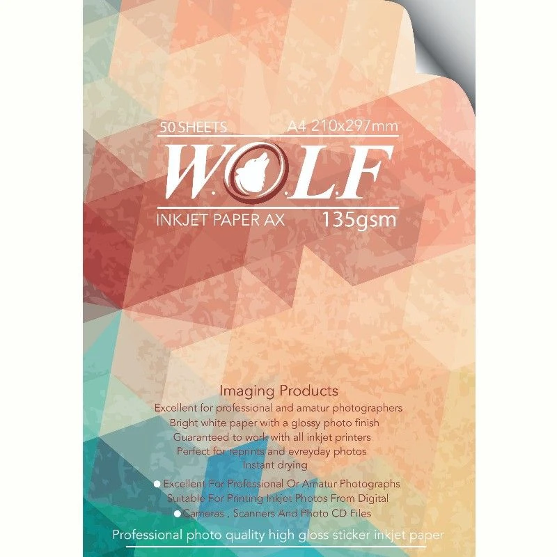 عکس شماره 2 : کاغذ چاپ عکس فتوگلاسه ولف مدل pk-135g سایز a4 بسته 50 عددی