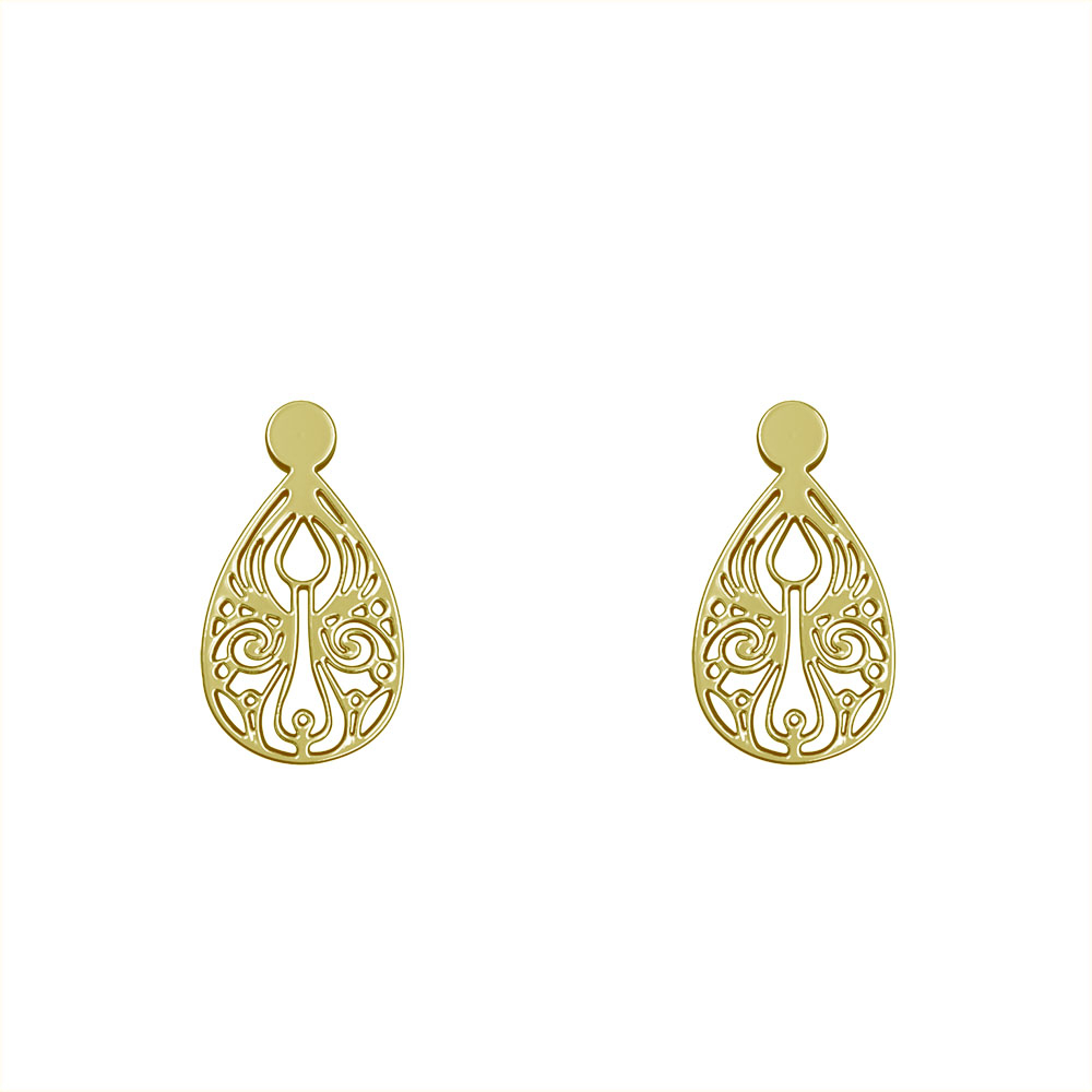 گوشواره طلا 18 عیار زنانه مدوپد مدل هندسی کد GA1-14002