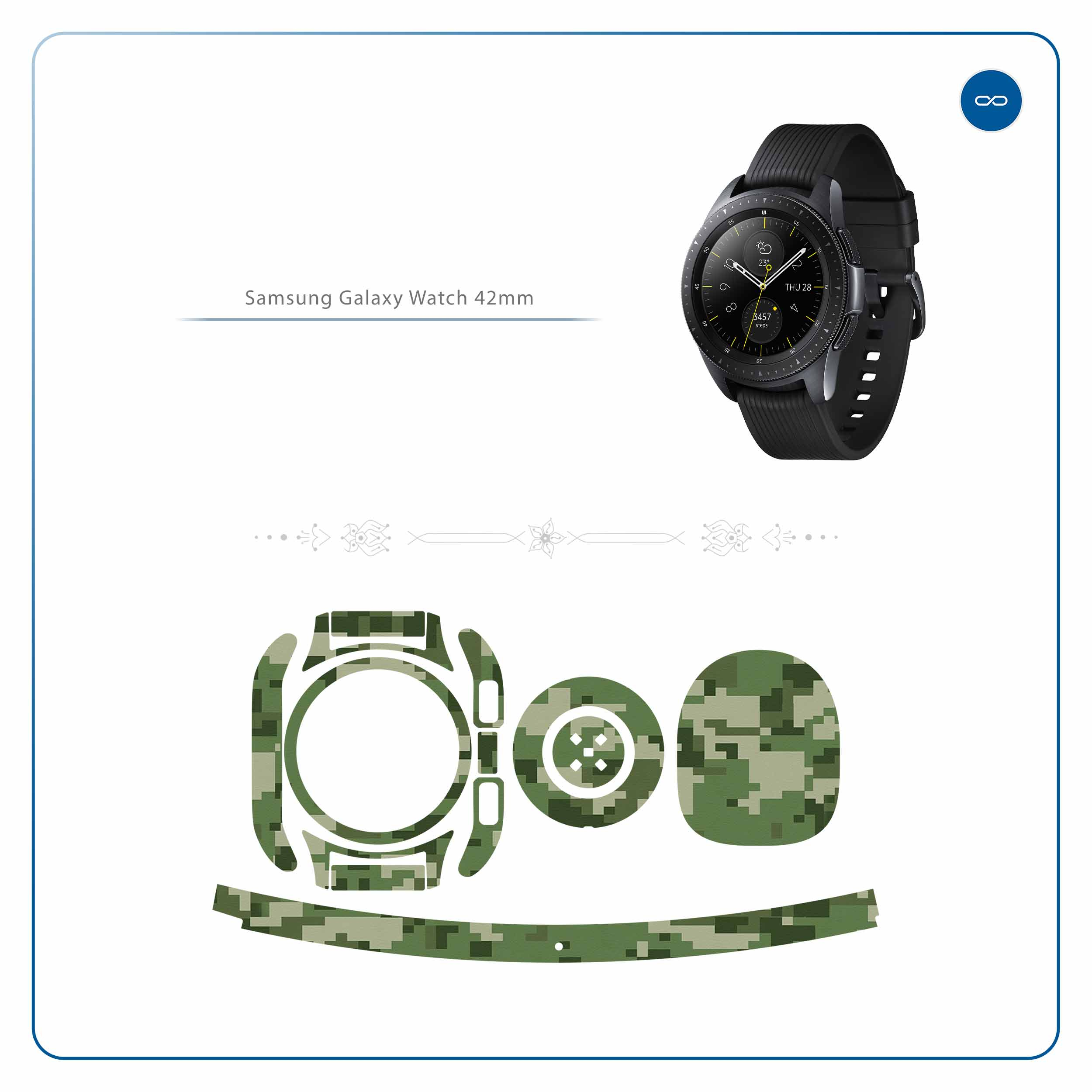 برچسب ماهوت طرح Army-Green-Pixel مناسب برای ساعت هوشمند سامسونگ Galaxy Watch 42mm