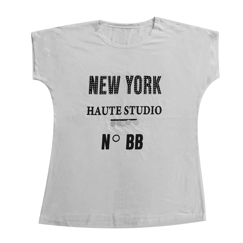 تی شرت آستین کوتاه زنانه مدل نگینی-چاپی کد tm-2842