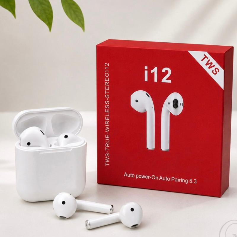 هدفون بلوتوثی مدل ایرپاد i12  tws، با بلوتوث 5.3، فاقد نویز کنسلینگ و شارژ باسیم با درگاه Lightning