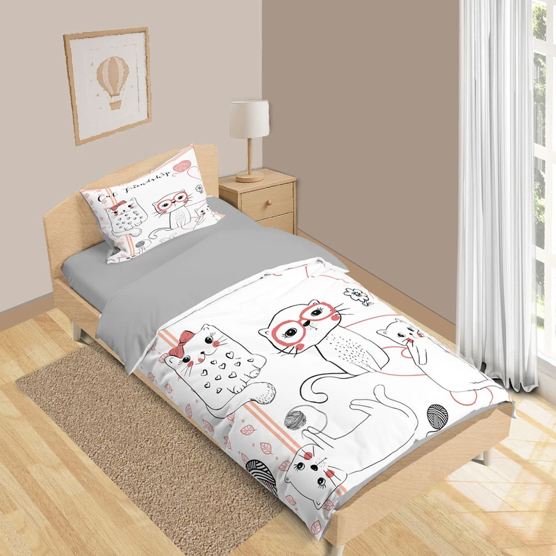 سرویس روتختی 1 نفر 5 تکه نوپه هوم مدل گربه و کاموا T6282