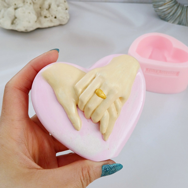 قالب شمع کوشا اکسسوری مدل قلب دست و حلقه