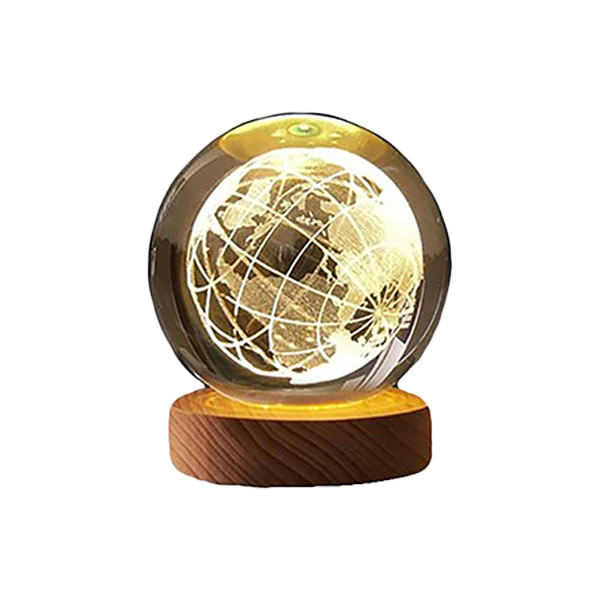 چراغ خواب مدل گوی کریستالی طرح زمین سایز 6 سانتی متر