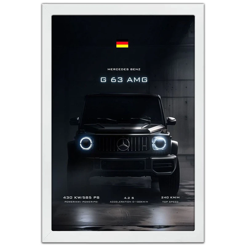 تابلو بکلیت طرح ماشین و خودرو مرسدس بنز Mercedes-Benz G-Class G63 AMG مدل W-po1923 فریم سفید