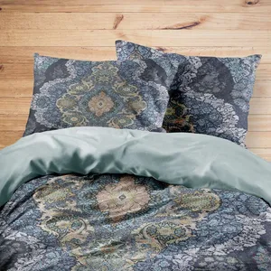 سرویس روتختی مدوپد طرح فرش قم لچک و ترنج مدل C-Ghom013 یک نفره 4 تکه