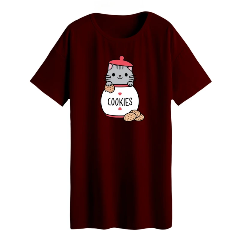 تی شرت لانگ آستین کوتاه زنانه مدل گربه و کوکی