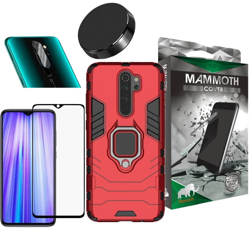 کاور ماموت مدل M-GHB-BNDL مناسب برای گوشی موبایل شیائومی Redmi Note 8 Pro به همراه محافظ صفحه نمایش و محافظ لنز و پایه نگهدارنده آهنربایی
