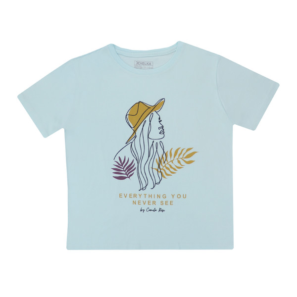 تی شرت آستین کوتاه زنانه هلکاپاژ مدل دختر جذاب