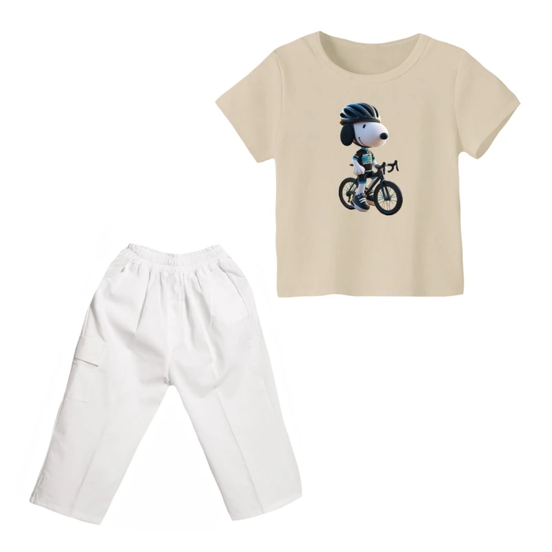 ست تی شرت و شلوارک پسرانه مدل اسنوپی کد ۴۰