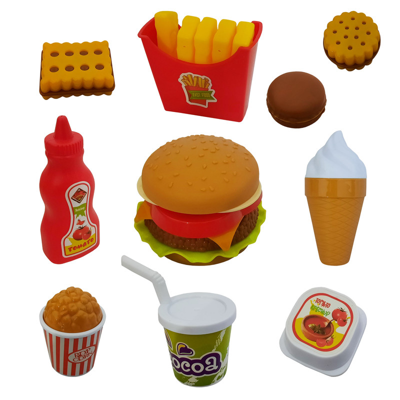ست اسباب بازی فست فود مدل BURGER SHOP کد 456500 مجموعه 10 عددی