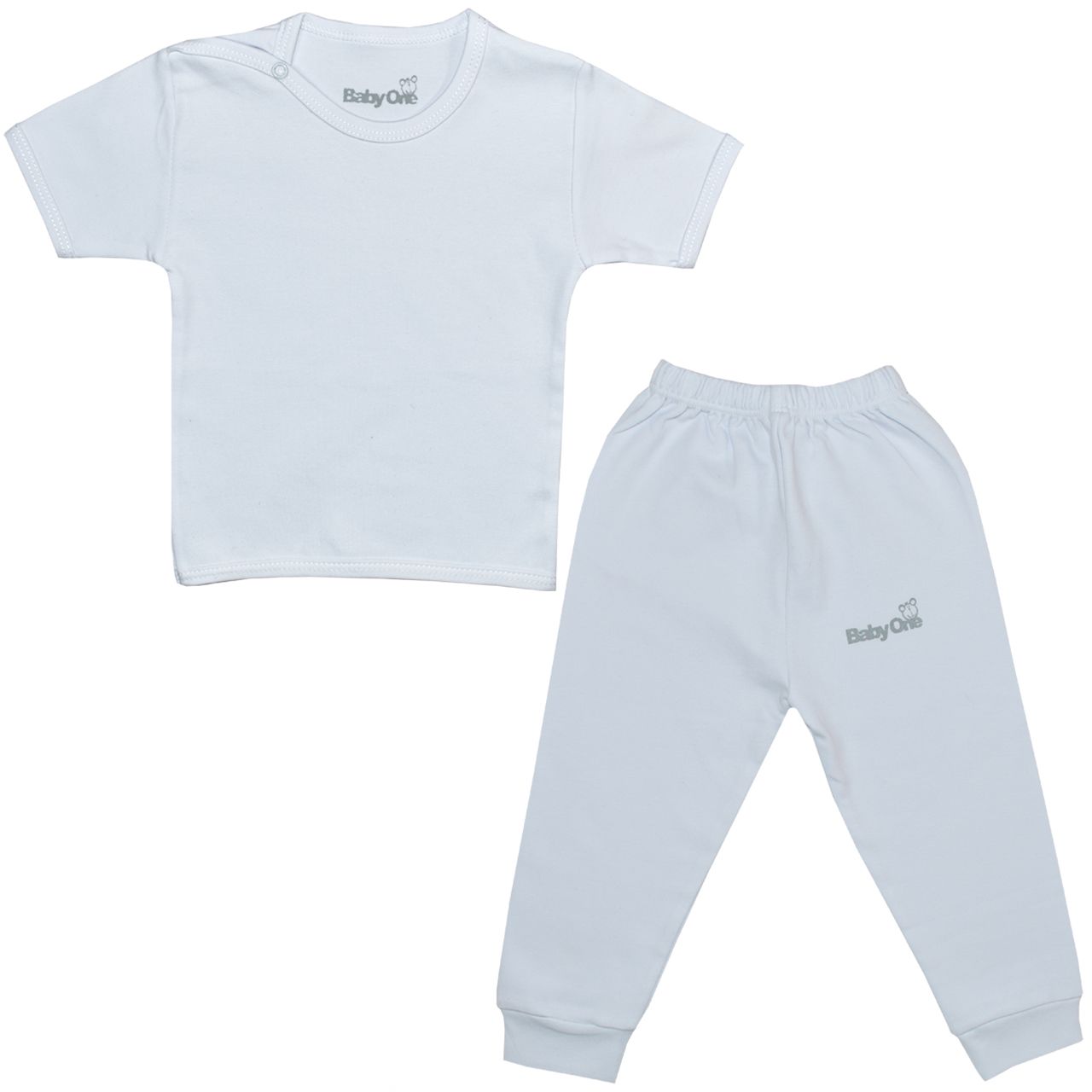 ست تی شرت و شلوار نوزادی بی بی وان مدل سفید برفی کد 2