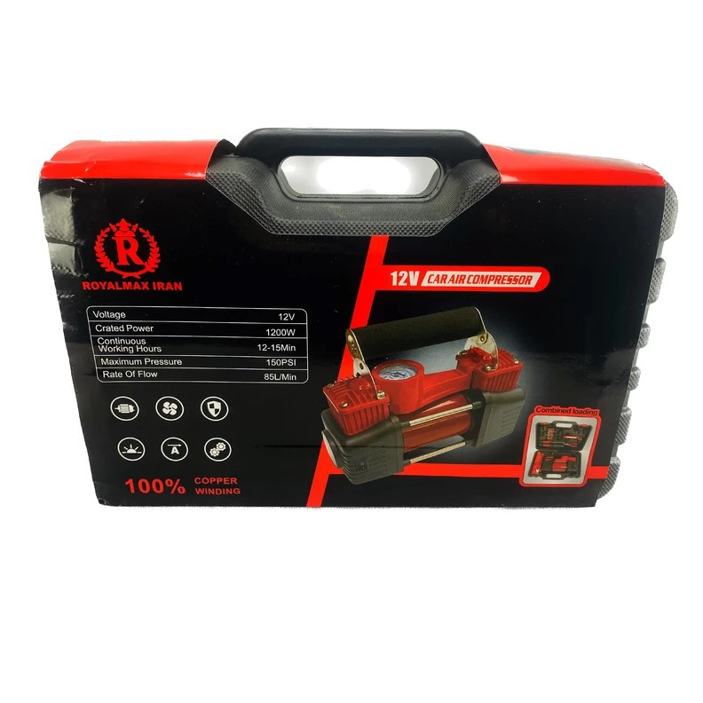 کمپرسور باد فندکی رویال مکس کد CAR AIR COMPRESSOR مجموعه 16عددی