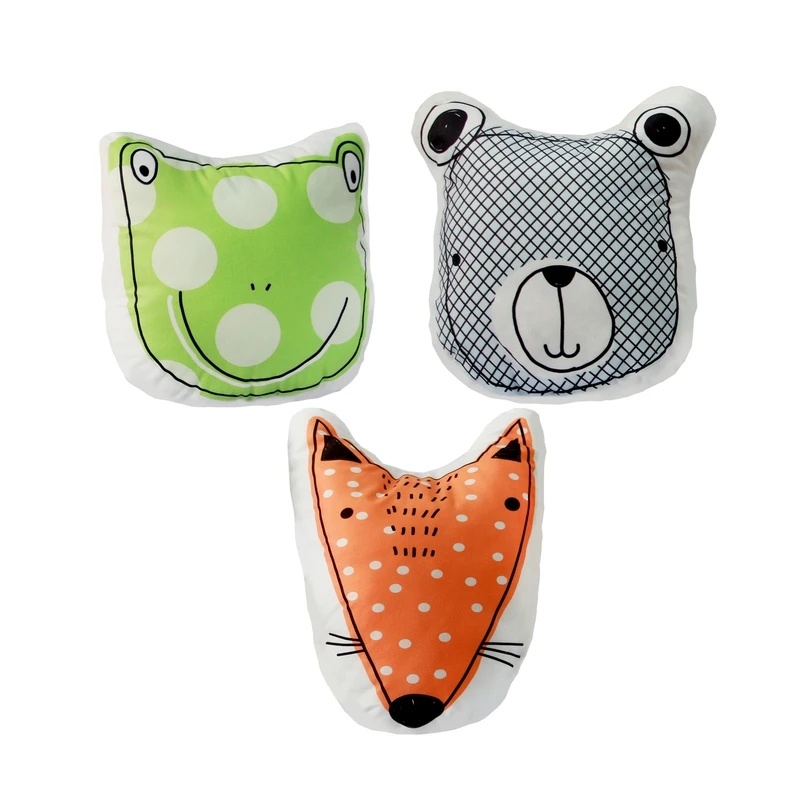 کوسن کودک مدل باغ وحش طرح حیوانات کد 015 سایز 30*28*31 بسته 3 عددی 