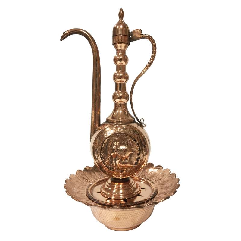 ست آفتابه و لگن مسی طرح آهو