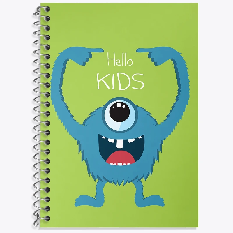 دفتر زبان 50 برگ خندالو مدل دو خط طرح هیولای بامزه کد N772