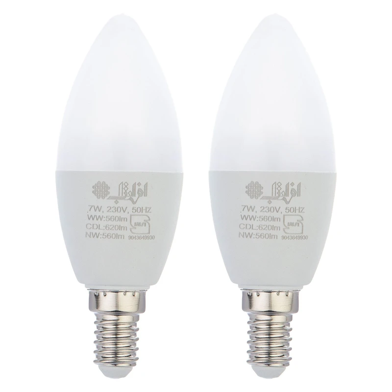 لامپ ال ای دی 7 وات شمعی افراتاب مدل AF-C37-7W پایه E14 بسته 2 عددی