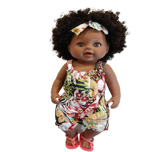 عروسک مدل دخترک سیاه پوست مو فرفری ارتفاع 44 سانتی متر