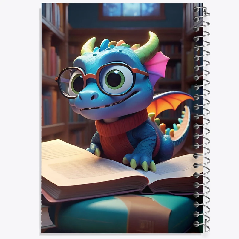 دفتر مشق 100 برگ خندالو طرح اژدهای کتابخوان کد F7167