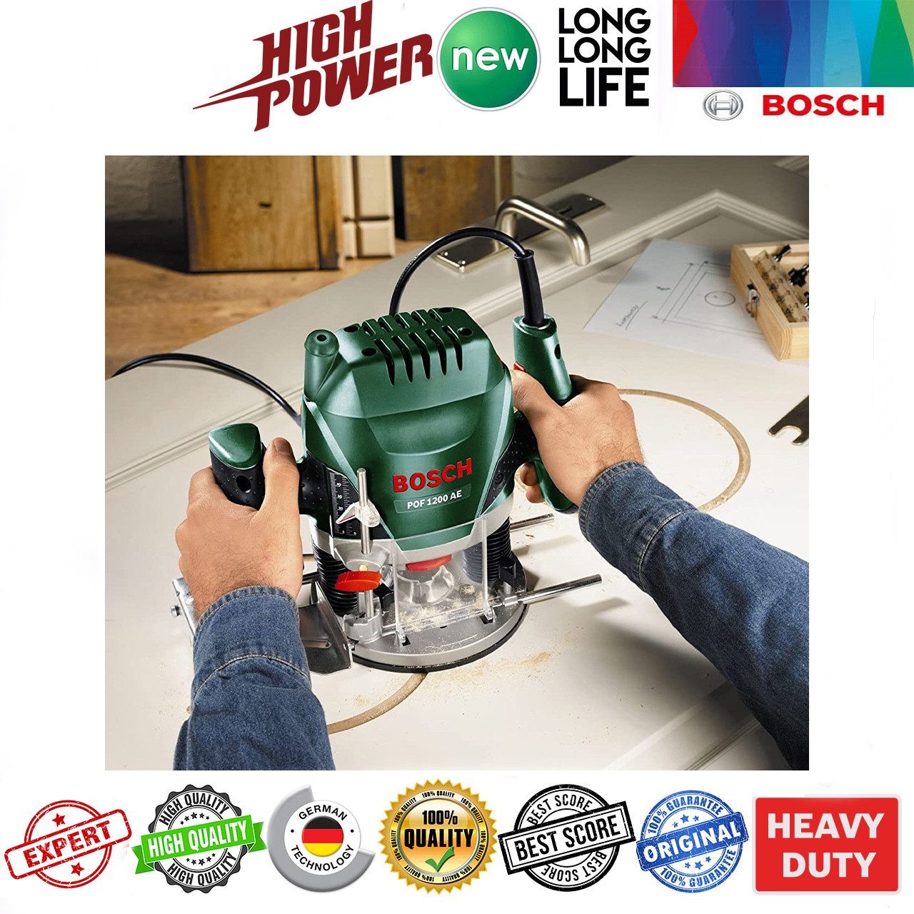 اور فرز نجاری بوش مدل POF1200 AE Advanced مجموعه 8 عددی