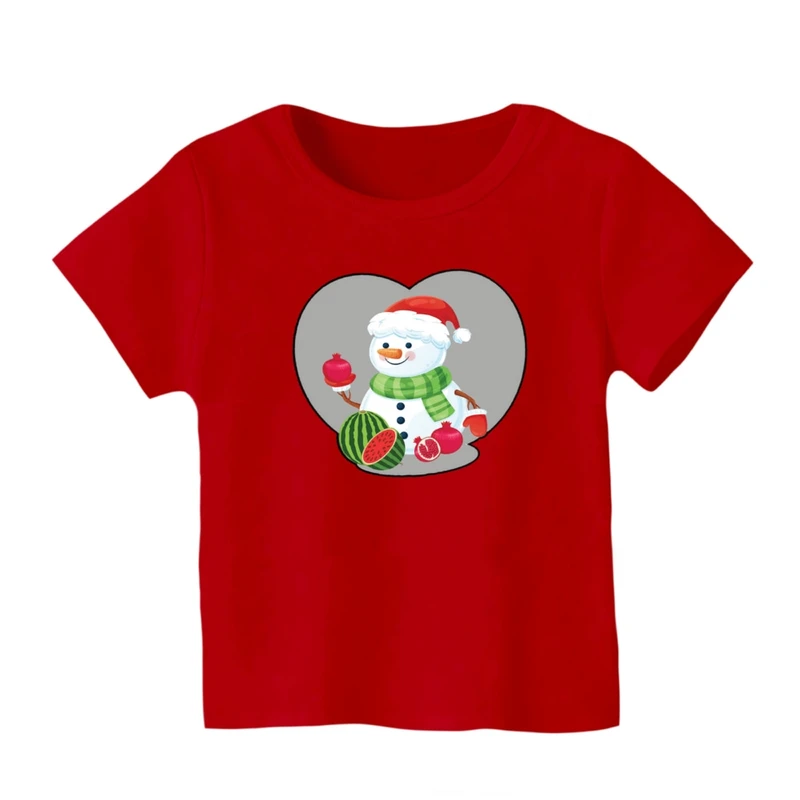 تی شرت آستین کوتاه بچگانه مدل آدم برفی یلدایی