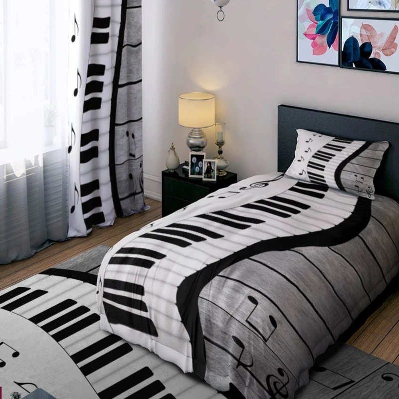 سرویس خواب 1 نفر 4 تکه مدل پیانو و نت موسیقی کد 1197