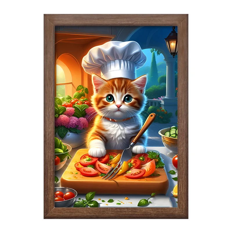 تابلو خندالو طرح گربه آشپز کد F6750