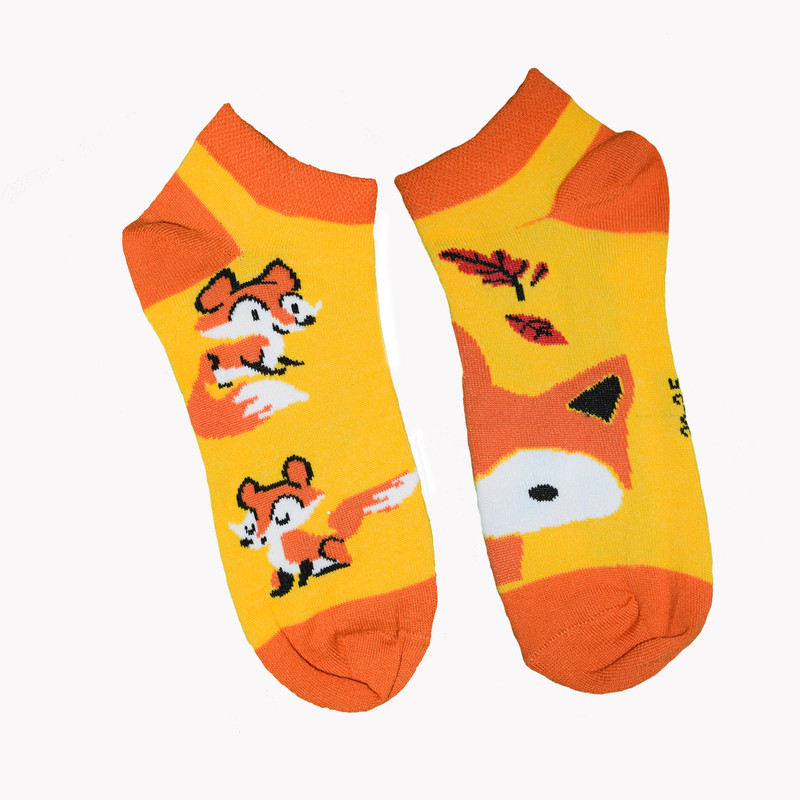 جوراب بچگانه طرح روباه رنگ نارنجی