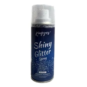 اسپری گلیتر کینگ یس مدل Shiny Glitter رنگ نقره‌ای حجم ۱۲۰ میلی لیتر