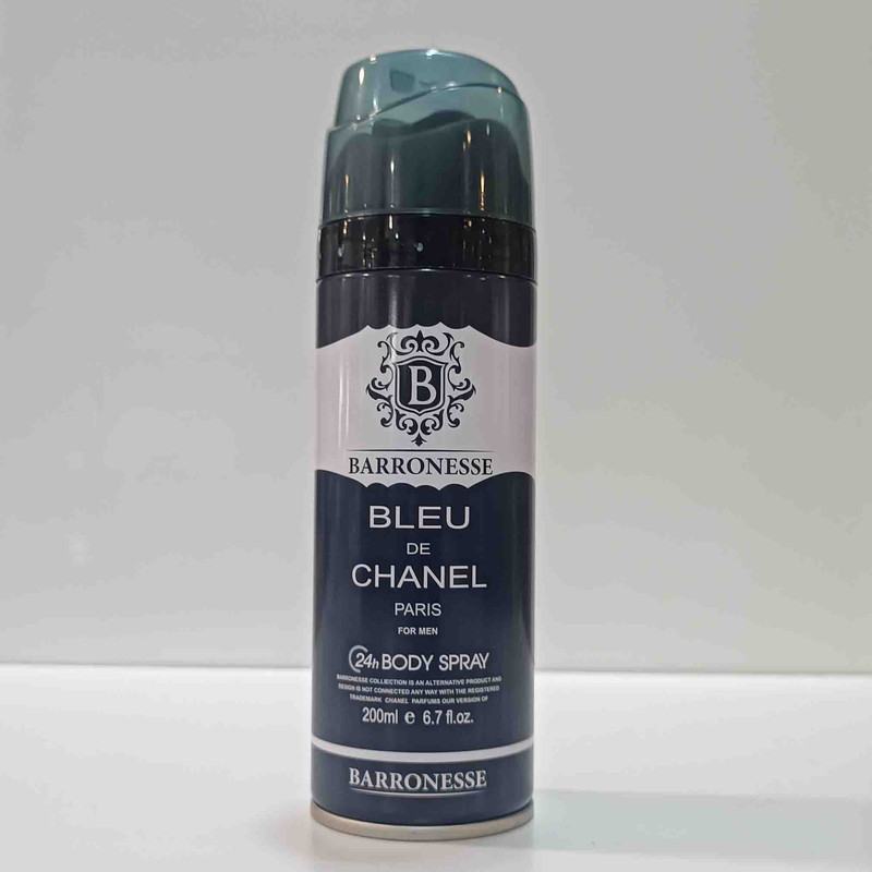 اسپری خوشبو کننده بدن مردانه بارونس مدل bleu chanel حجم 200 میلی لیتر اسپری خوشبو کننده بدن مردانه بارونس مدل bleu chanel حجم 200 میلی لیتر