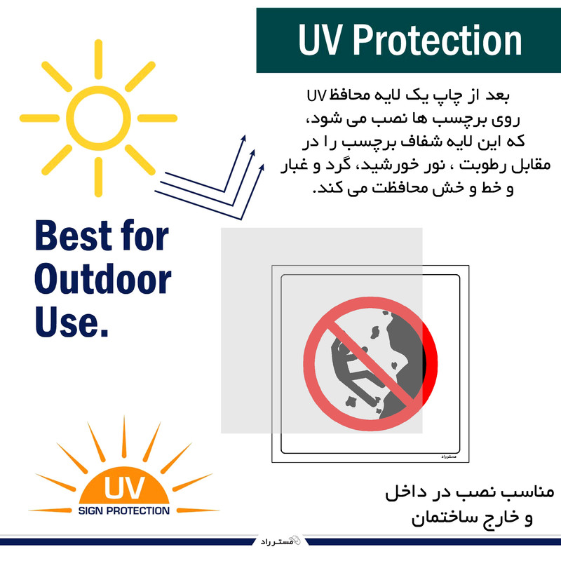 برچسب ایمنی مستر راد طرح کوهنوردی و صخره نوردی بدون تجهیزات ممنوع مدل HSE-OSHA-285