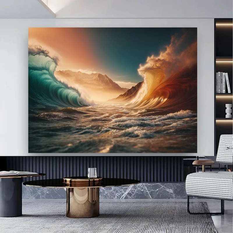  تابلو بوم طرح امواج خروشان کد BK1725