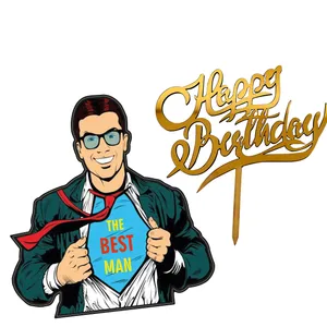 تاپر تزیین کیک مدل مردانه کدm10 مجموعه 2 عددی