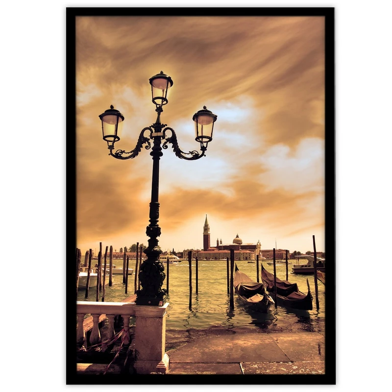 تابلو بکلیت طرح نقاشی ساحل دریا و قایق مدل B-11201