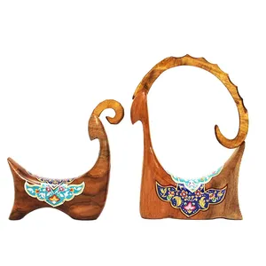 مجسمه چوبی هونرین مدل بز باستانی کد 818 مجموعه 2 عددی