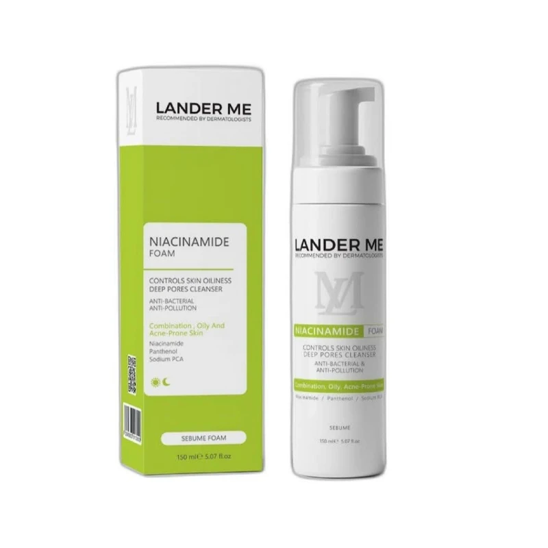 فوم شستشو صورت لندرمی مدل NIACINAMIDE مناسب پوست چرب حجم 150 میلی لیتر